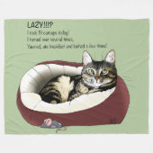 Couverture Polaire Chat Tabby Laziness Sarcastique Vert Sauge Sage (Devant (Horizontal))
