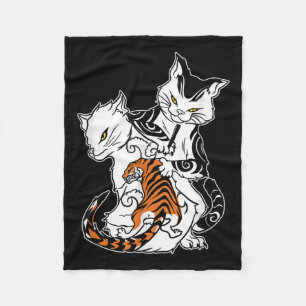 Couverture Polaire Chat Tattoo Lover Monmon Japonais tatouage main