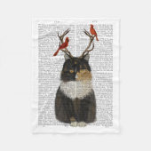 Couverture Polaire Chat Tortoiseshell avec Antlers et Red Birds (Devant)