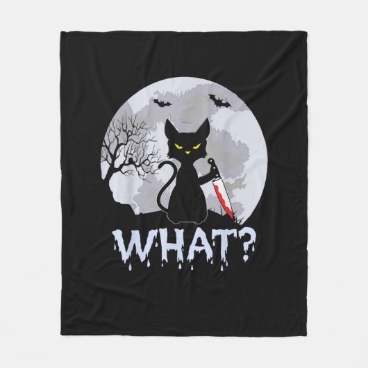 Couverture Polaire Chat What_ Chat noir meurtrier avec couteau Hallow (Devant)