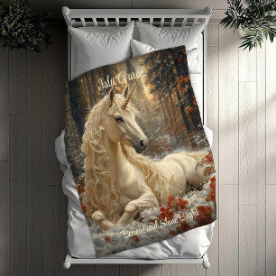 Couverture Polaire Chateau blanc neige Unicorne hiver Fairytale Castl