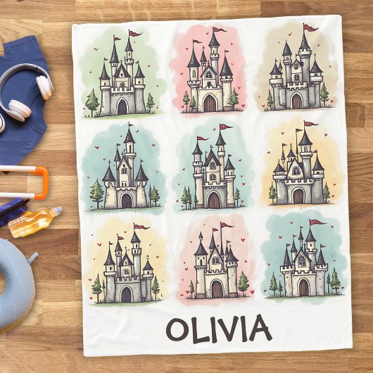 Couverture Polaire Château de conte de fées adorable Doodles