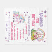 Couverture Polaire Château de la Petite Fille 4 Anniversaire Unicorn (Devant (Horizontal))