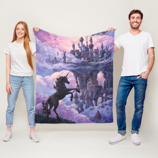 Couverture Polaire Château de licorne joli (En situation)