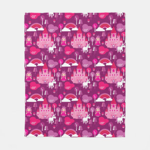 Couverture Polaire château de princesse et arc-en-ciel de licorne