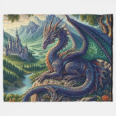 Couverture Polaire Château du Dragon médiéval coloré (Devant (Horizontal))