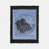 Couverture Polaire "Château médiéval en bleu" (Devant)