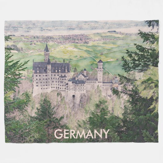 Couverture Polaire Château Retro Neuschwanstein en Allemagne (Devant (Horizontal))