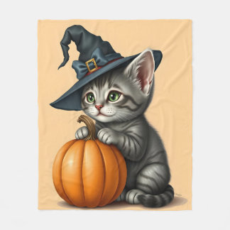 Couverture Polaire Chaton de Halloween fantaisiste, adorable petite s