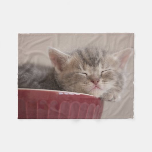 Couverture Polaire Chaton dormant dans une cuvette (Devant (Horizontal))