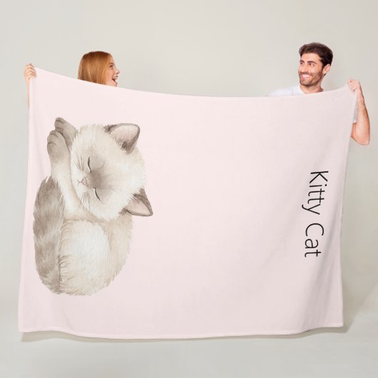 Couverture Polaire Chaton Gris Blanc (En situation)