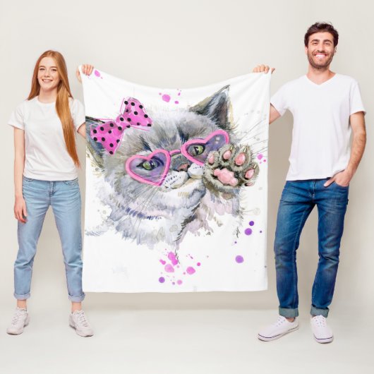 Couverture Polaire Chaton mignon d'aquarelle (En situation)