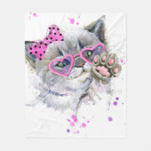 Couverture Polaire Chaton mignon d'aquarelle (Devant)