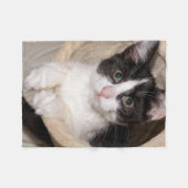 Couverture Polaire Chaton noir et blanc (Devant (Horizontal))