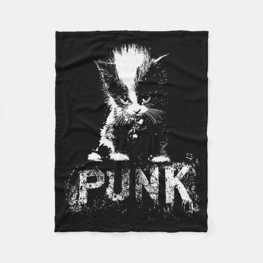 Couverture Polaire Chaton Punk Chat Avec Mohawk Nge Design Gothique (Devant)