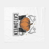 Couverture Polaire Chatoween Chat Noir Fantôme Halloween Conception V (Devant (Horizontal))