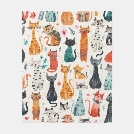 Couverture Polaire Chats à motifs (Devant)