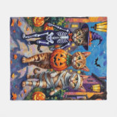 Couverture Polaire Chats abyssiniens - Trick ou traitement en Hallowe (Devant (Horizontal))