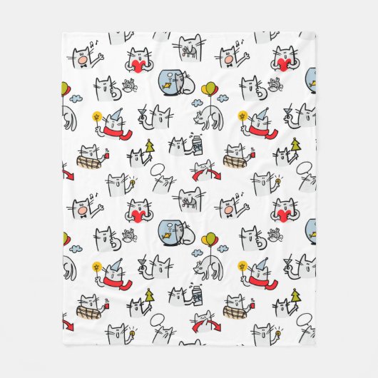 Couverture Polaire Chats amusants, lait et magie. (Devant)