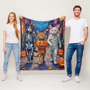 Couverture Polaire Chats Angora Turcs En Costumes D'Halloween