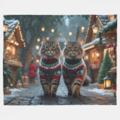 Couverture Polaire Chats Angora Turcs Noël Neige Fêtes (Devant (Horizontal))