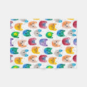 Couverture Polaire Chats aquarelles et amis (Devant (Horizontal))