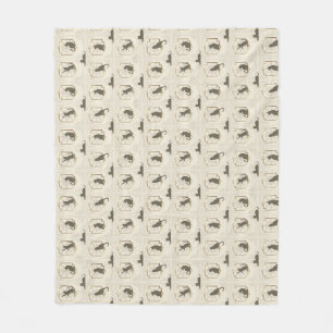 Couverture Polaire Chats Art Déco Élégants - Beige