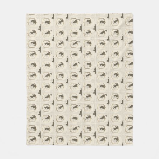 Couverture Polaire Chats Art Déco Élégants - Beige (Devant)