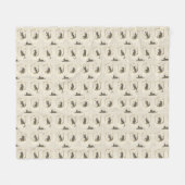Couverture Polaire Chats Art Déco Élégants - Beige (Devant (Horizontal))