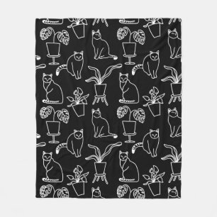 Couverture Polaire Chats blancs en noir
