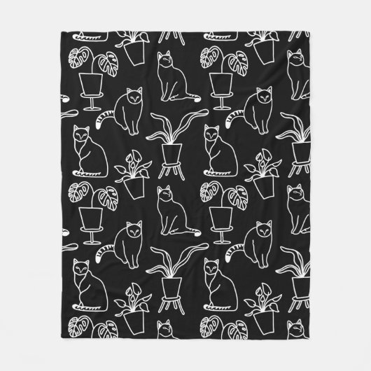 Couverture Polaire Chats blancs en noir (Devant)