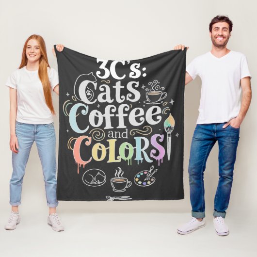 Couverture Polaire Chats Café et Couleurs (En situation)