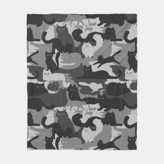Couverture Polaire Chats Camouflés Gris Motif Chats Kitty Gris Camo (Devant)