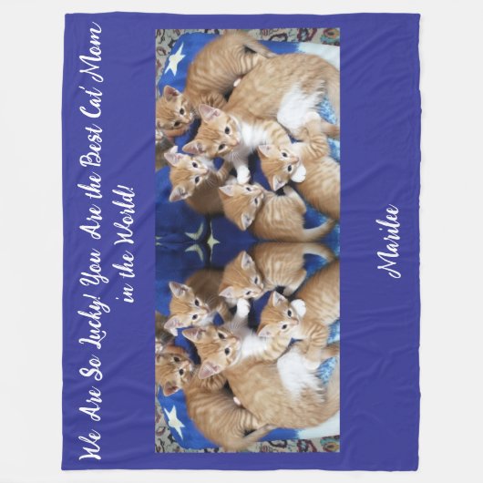 Couverture Polaire Chats Chanceux Meilleure Maman (Devant)
