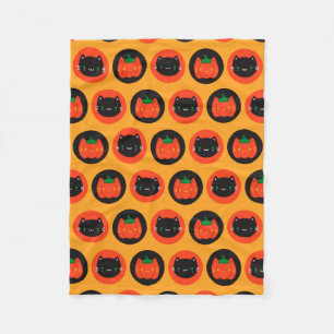 Couverture Polaire Chats Citrouilles de Kawaii Halloween
