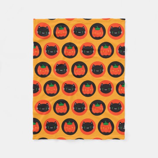 Couverture Polaire Chats Citrouilles de Kawaii Halloween (Devant)