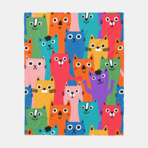 Couverture Polaire Chats colorés motif