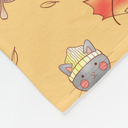 Couverture Polaire Chats d'automne confortables (Coin)