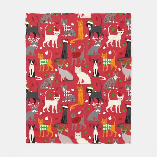 Couverture Polaire Chats de Noël (Devant)