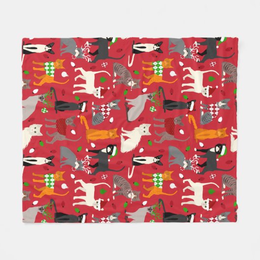 Couverture Polaire Chats de Noël (Devant (Horizontal))