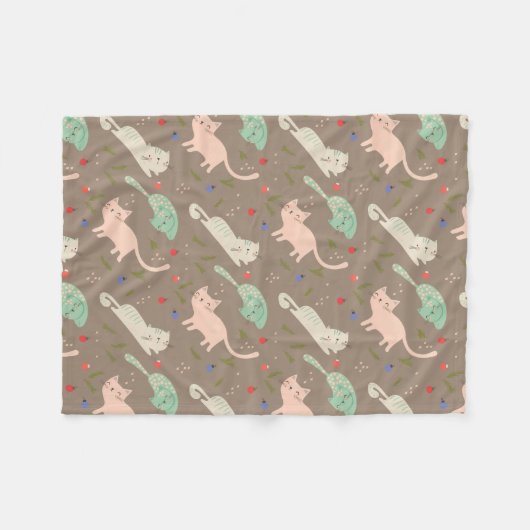 Couverture Polaire Chats de Noël mignons (Devant (Horizontal))