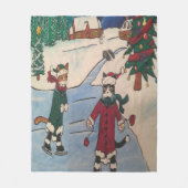 Couverture Polaire Chats de patinage sur glace de Noël (Devant)