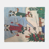 Couverture Polaire Chats de patinage sur glace de Noël (Devant (Horizontal))