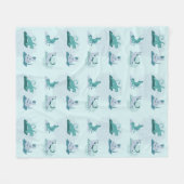 Couverture Polaire Chats de yoga vert (Devant (Horizontal))