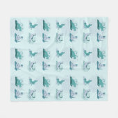 Couverture Polaire Chats de yoga verts (Devant (Horizontal))