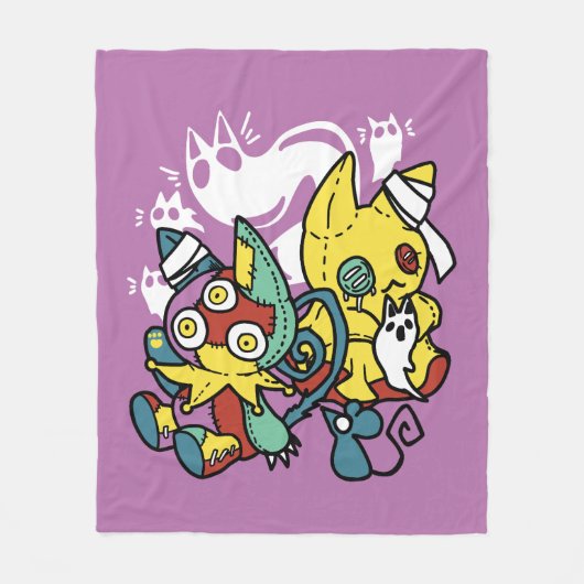 Couverture Polaire Chats déplaisants Halloween Art : Paw-sitly Fright (Devant)