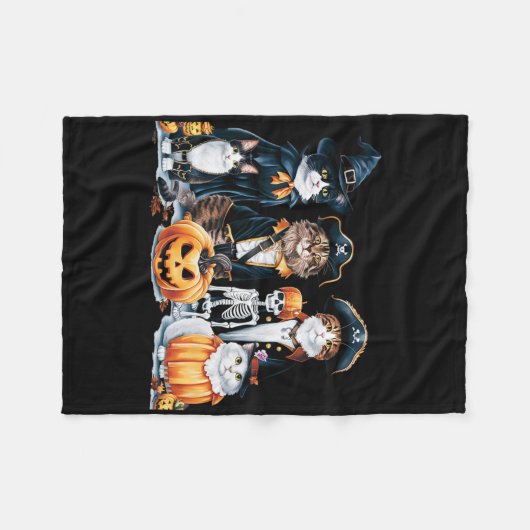 Couverture Polaire Chats En Costumes Automne Saison Halloween Fun Cha (Devant (Horizontal))