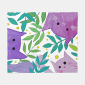 Couverture Polaire Chats et branches - violet et vert (Devant (Horizontal))