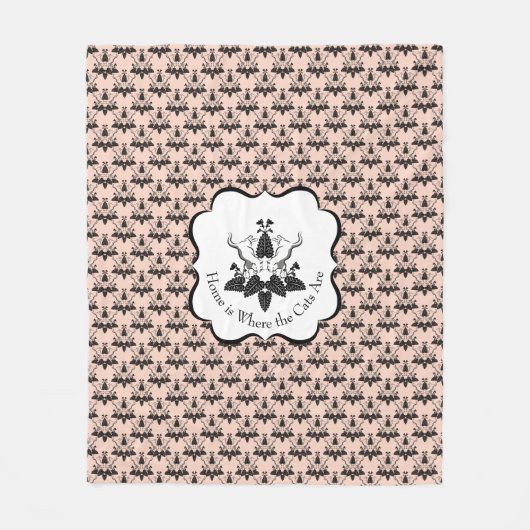 Couverture Polaire Chats et casserole Damask Look Motif (Devant)