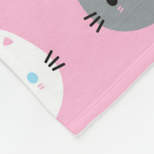 Couverture Polaire Chats et chatons mignons de Kawaii (rose) (Coin)
